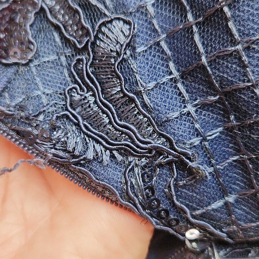 LUCCI LU, Sequins Textures Sweetheart Neckline,Elegant Navy Strapless Lace Dress - Picture 13 of 13